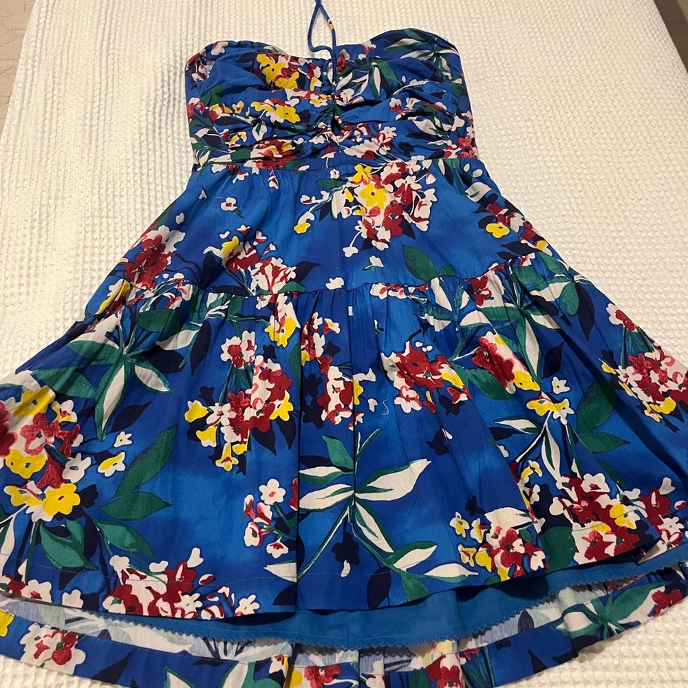 Anthropologie Floral Blue Dress. XS. NWT.
